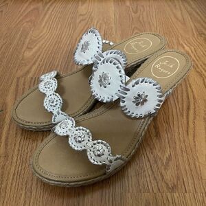 NEW! Jack Rogers Caroline Espadrille Wedge White Sandals Size 11